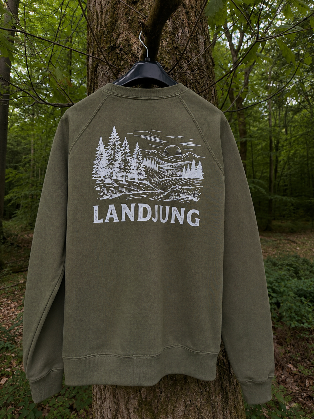 LandJung Pullover Oliv – FOREST BACKPRINT